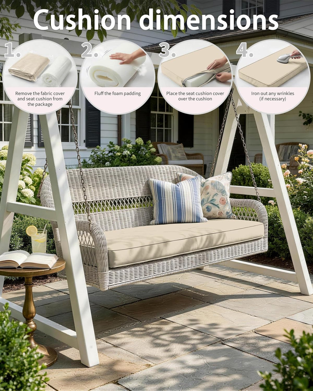 Outdoor Bench Cushions for Patio Furniture 36 X 18 Inch Water-Resistant &...