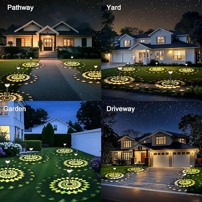 4 Pack Solar Flood Light, Security Lights,Pathway Lights with 2CCT(Warm and C...