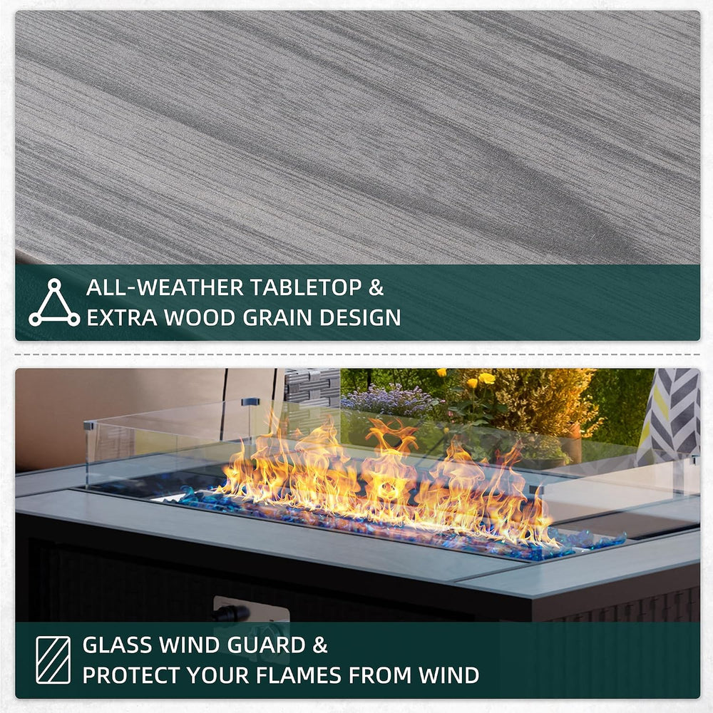 45″ Outdoor Propane Fire Pit Table – 50000 BTU Rectangular Patio Fire Table w...