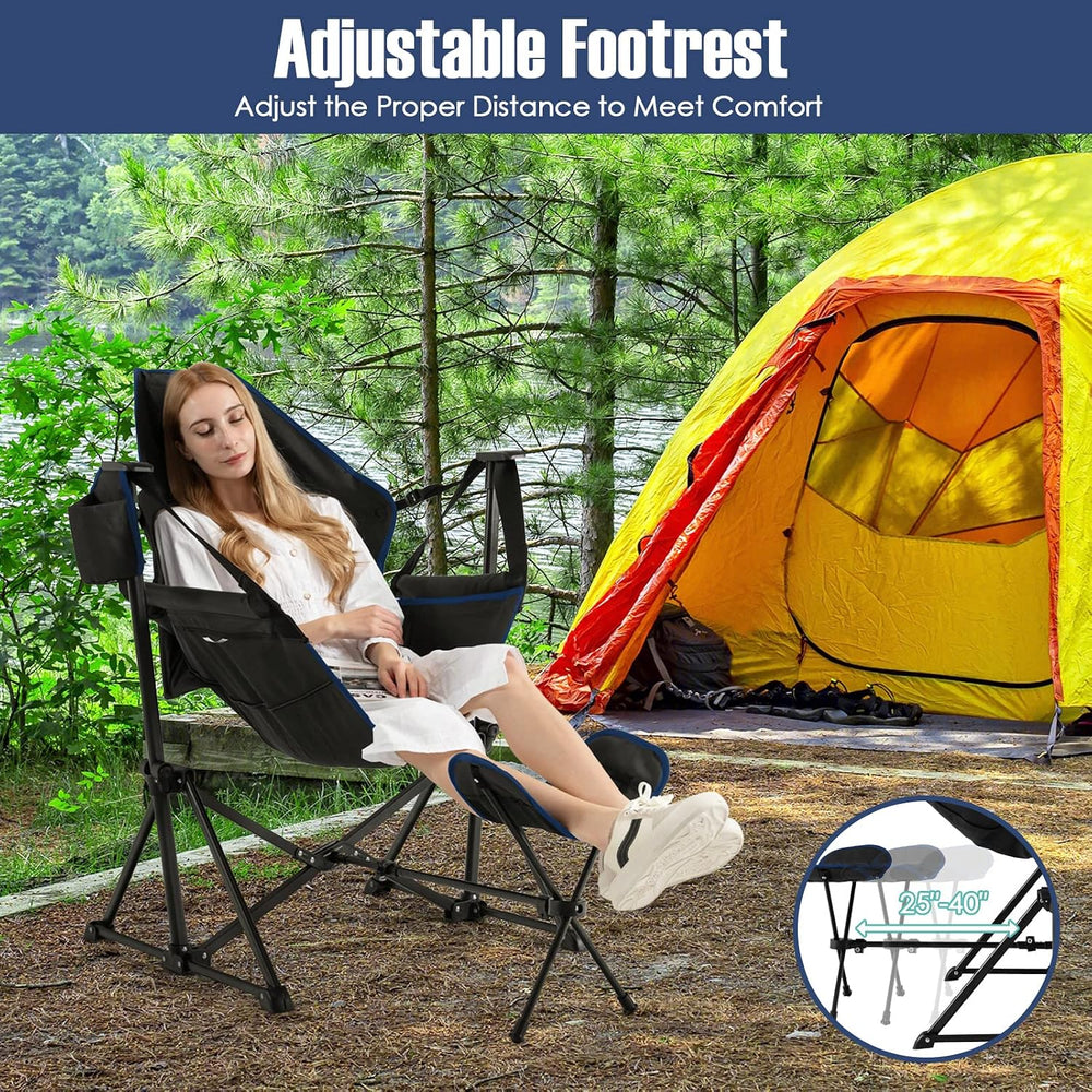 GIANTEX Outdoor Hammock Camping Chair - Rocking Chair with Removable Footrest...