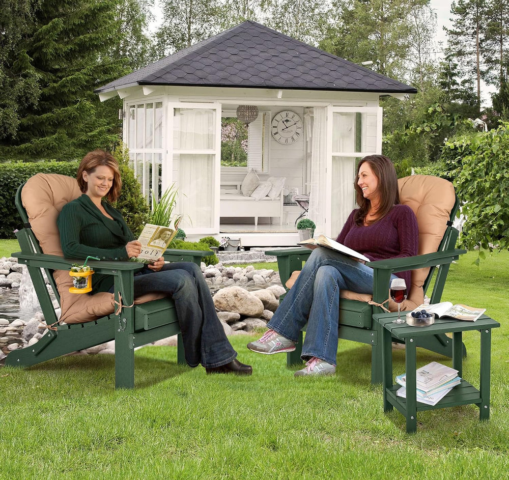nalone Folding Adirondack Chairs Set of 2 with Cushion with Cup Holder, HDPE ...
