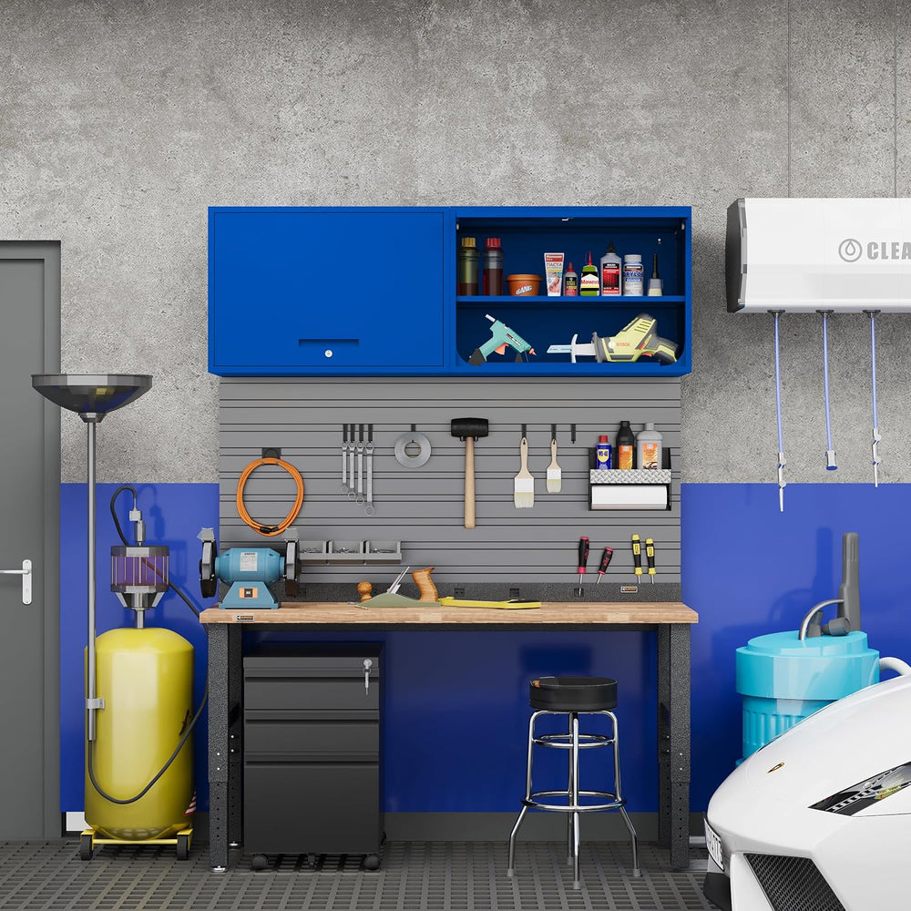 Metal Storage Cabinet Blue Wall Cabinets with Shelf and Locking Door - Wall M...