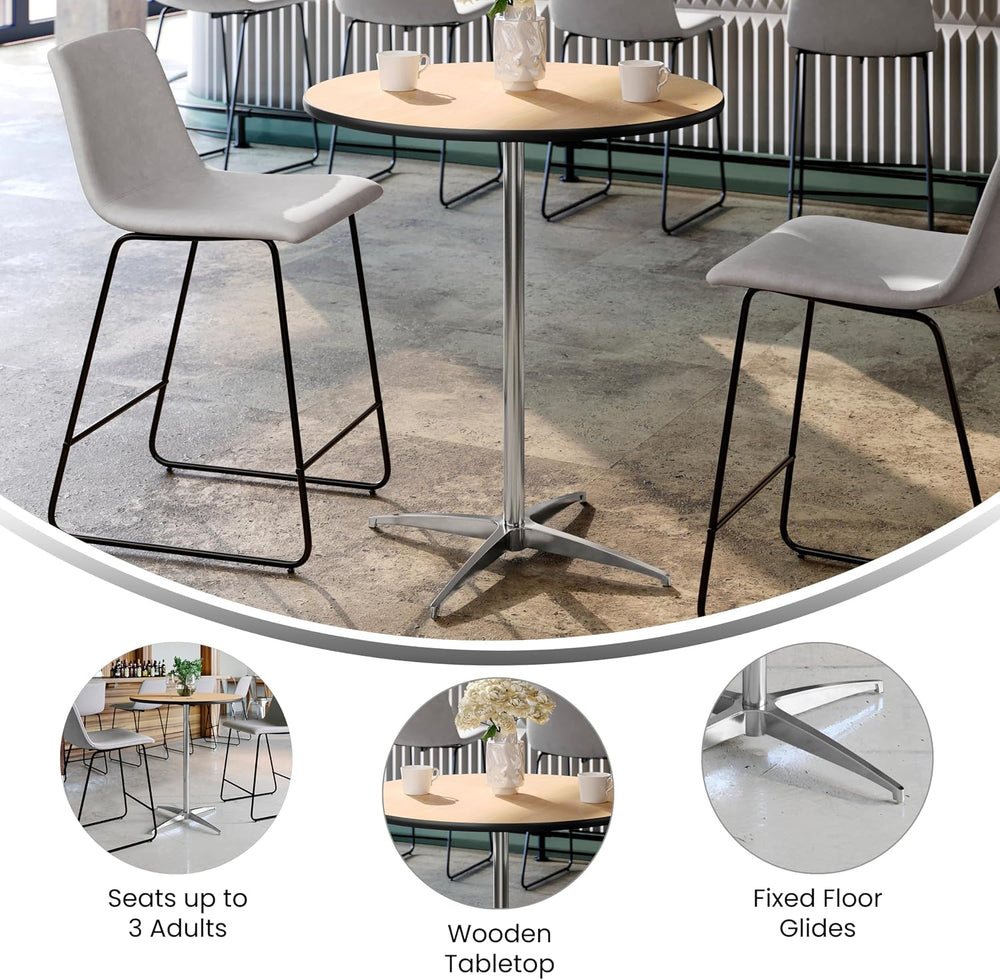 Flash Furniture Lars 30" Round Cocktail Table with 30" and 42"...