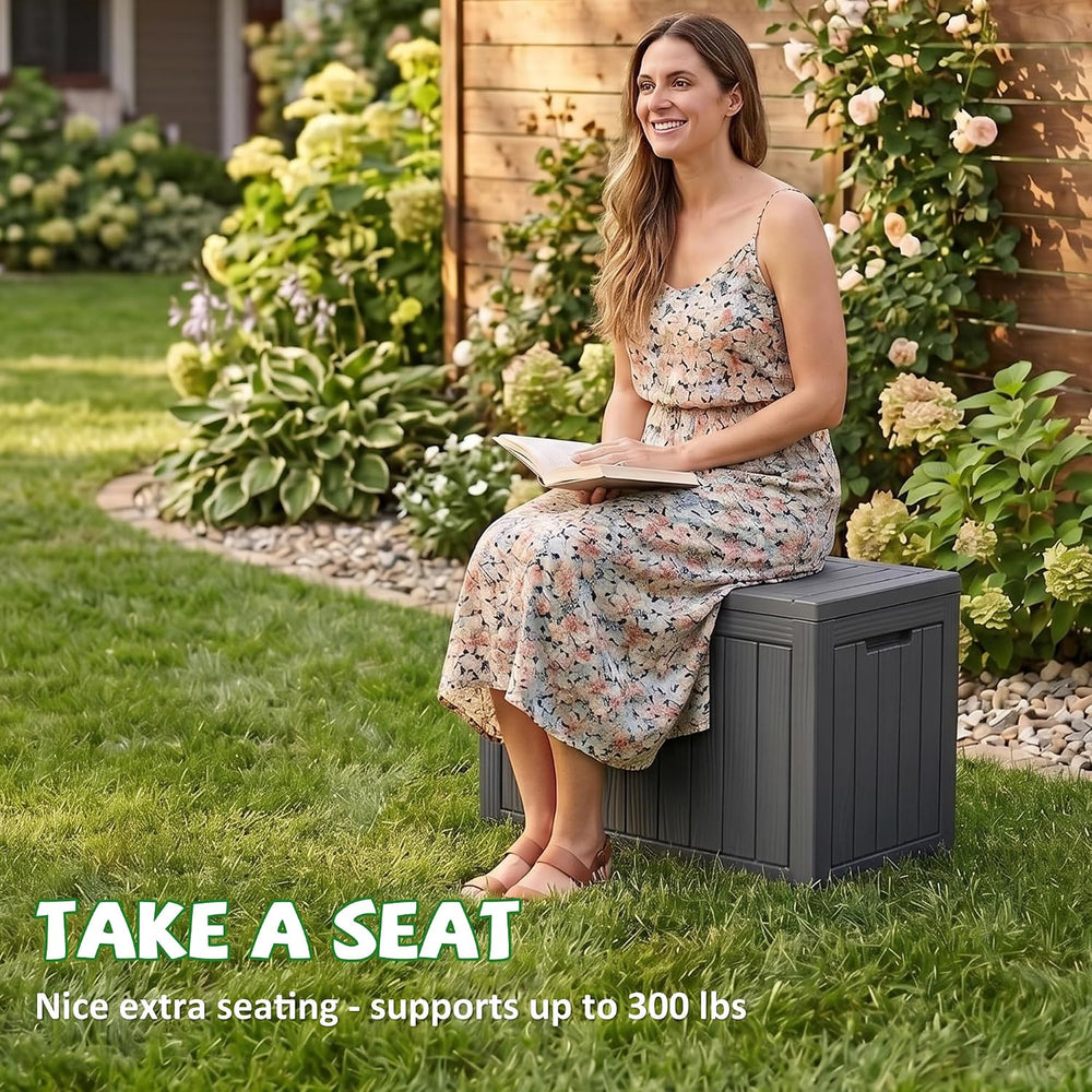 DRATO 60 Gallon Outdoor Storage Box Waterproof, Lockable Resin Deck Boxes