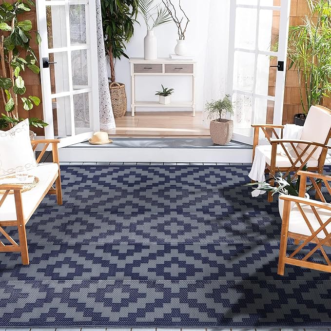 SAND MINE Reversible Mats, Plastic Straw Rug, Modern Area Rug, Large Floor Ma...