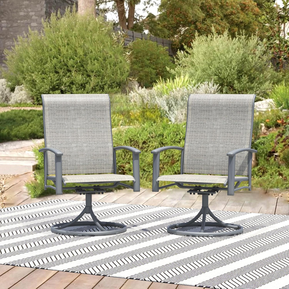 Patio Swivel Chairs Set of 2, Outdoor Swivel Chairs with Armrest, High Back P...