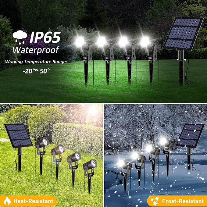 T-Sun Solar Spotlights - 4-in-1 Outdoor Waterproof Auto ON/OFF Solar Lights f...