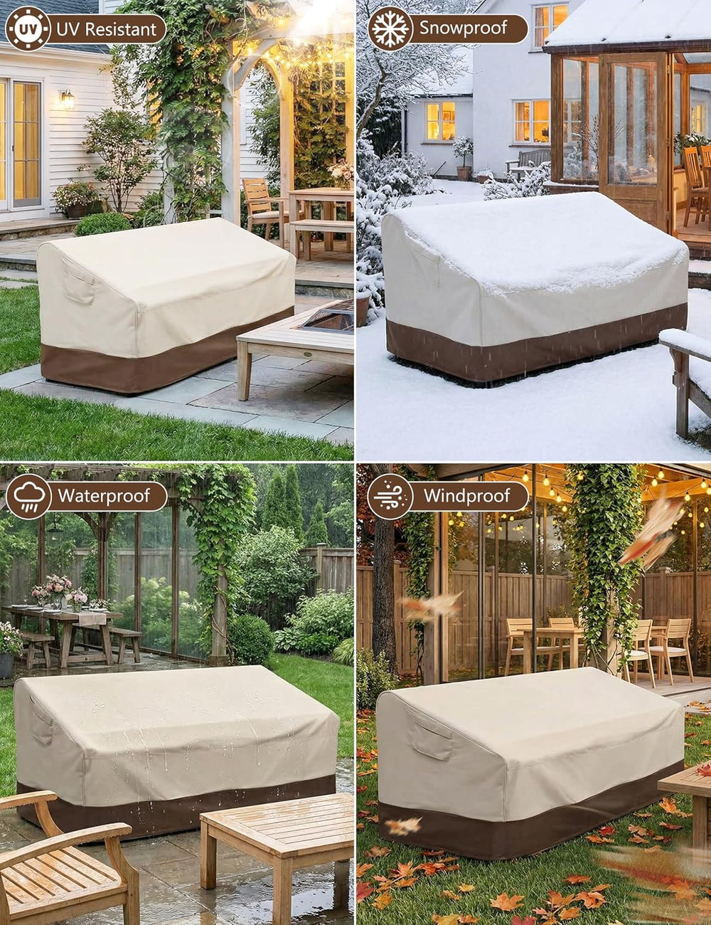 Vailge Patio Loveseat Cover 2-Seater & Outdoor Sofa Couch Cover Waterproof