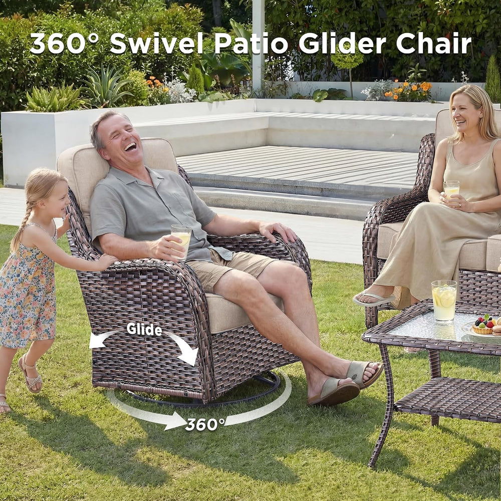 Luxury Patio Furniture Set with Fire Pit Table-6 Pieces All Weather Outdoor S...