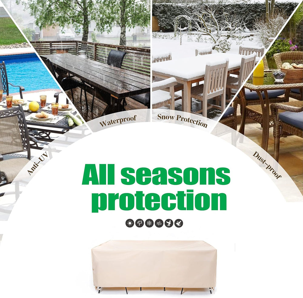 F&J Outdoors Patio Furniture Covers, Beige, 140"W x 86"D x 30.5...