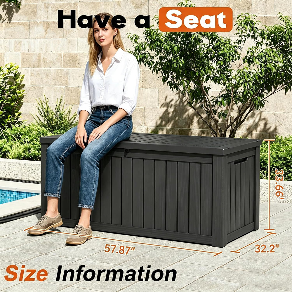 Waterproof Outdoor Storage Box, Resin Patio Organizer,300 Gal,Black