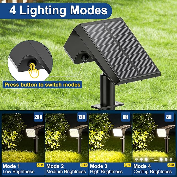 LANSOW Solar Spot Lights Outdoor Waterproof IP67, (8 Pack/90 LED/4 Modes) Sol...