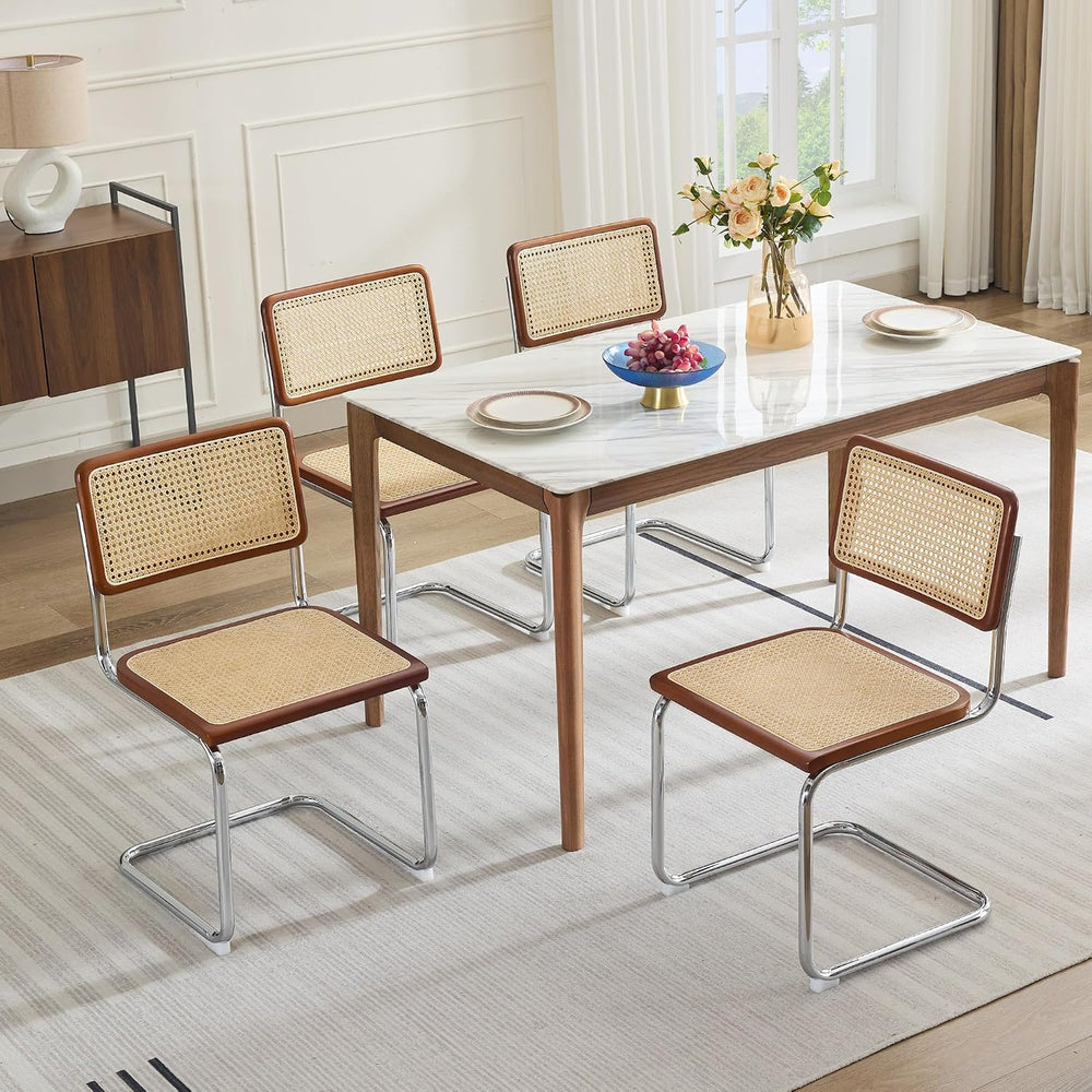 Rattan Dining Chairs Mid Century, Cesca Chairs Set of 4 for Kitchen Room