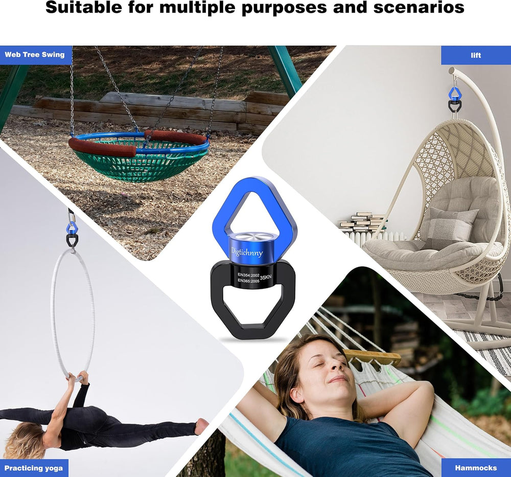 35KN Swing Swivel with Swivel Carabiner, Black Blue, 2 Pack