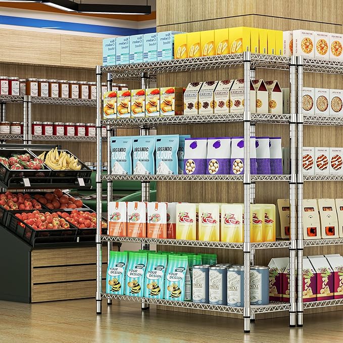 3500LBS 59" W 5 Tier Storage Shelves Rack Metal Wire Shelving Unit, Stor...