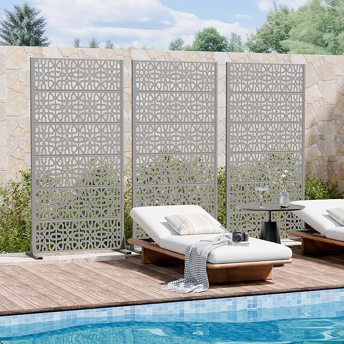 Casaphoria Metal Privacy Screen Outdoor, 72" H x 35" W Freestanding...
