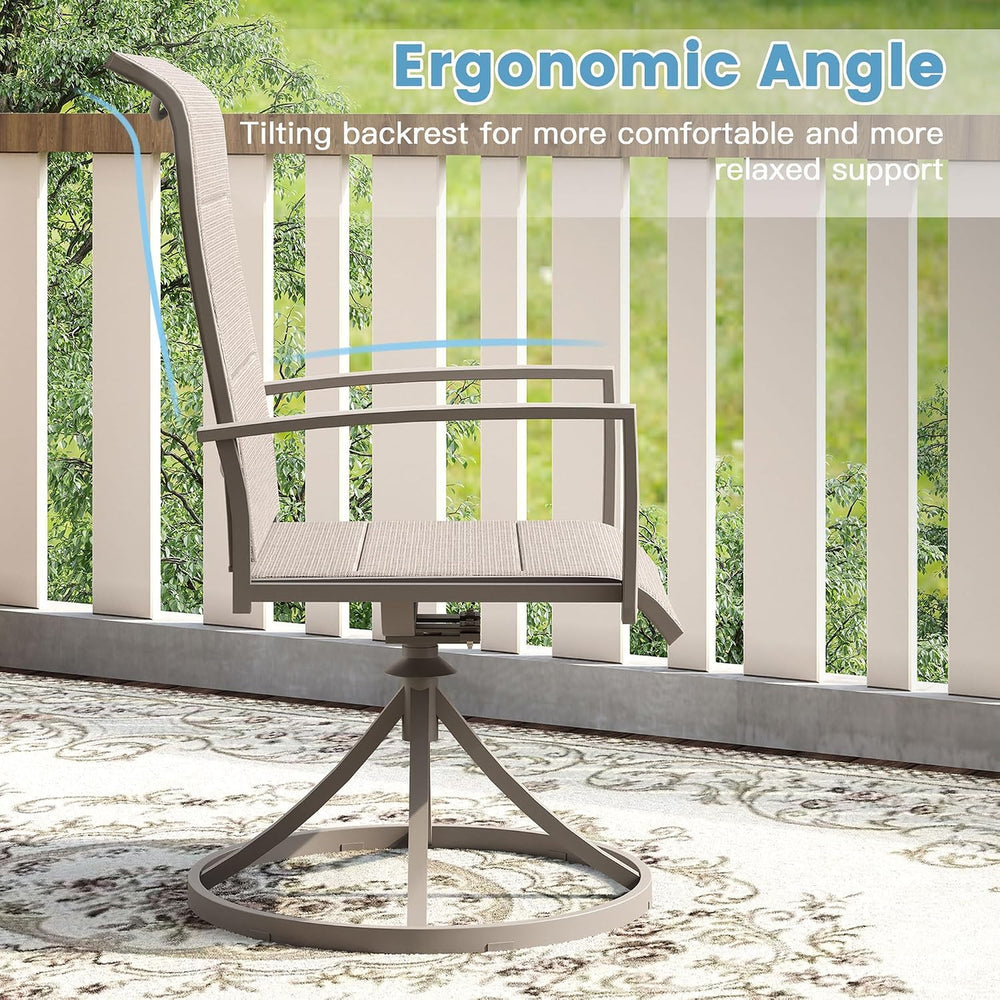 DIFY 7 Piece Outdoor Dining Set, 53.1" Round Table & 6 Chairs, Sands...