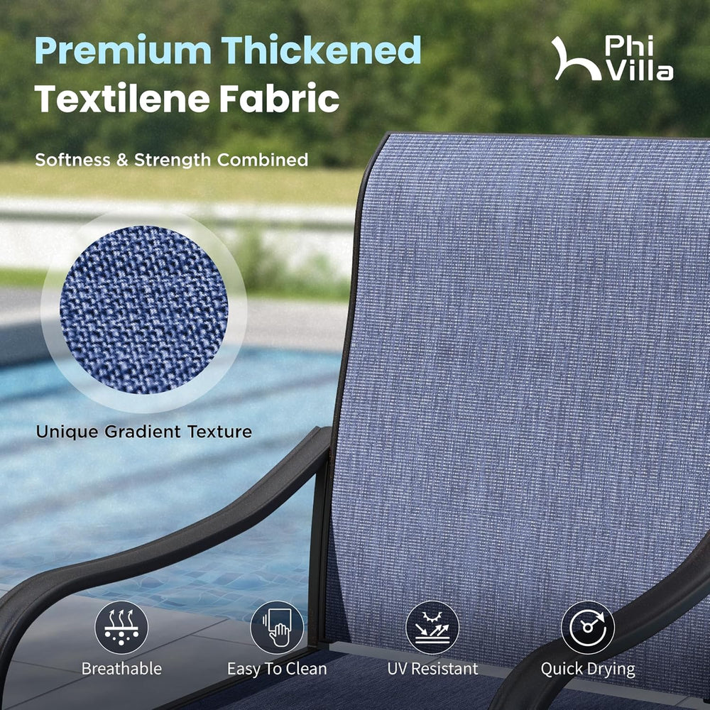PHI VILLA 5 Pcs Patio Dining Set for 4, Swivel Mesh Chairs, Blue