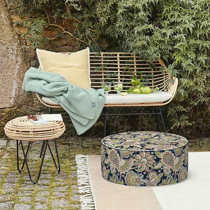 LVTXIII Inflatable Stool Ottoman Footrest with Handle, Decorative Fade-Resist...