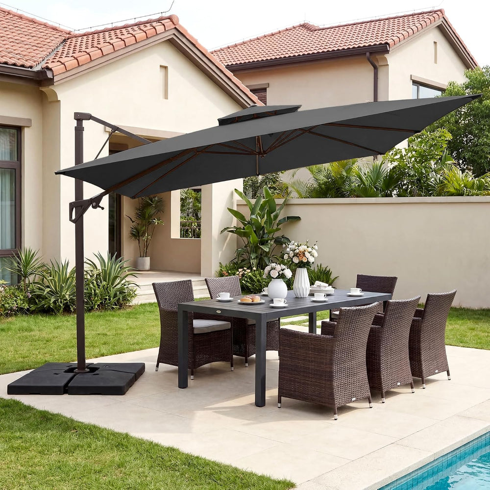 JEAREY 10x10 ft 2-Tier Cantilever Patio Umbrella, Outdoor Offset Umbrella