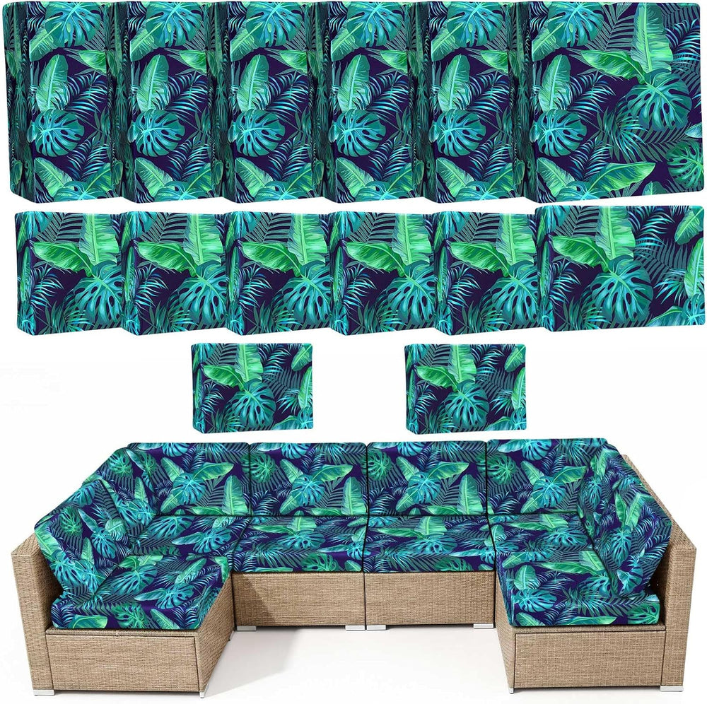 14 Pieces Outdoor Cushion Covers, 6-Seat Couch Sectional Slipcovers