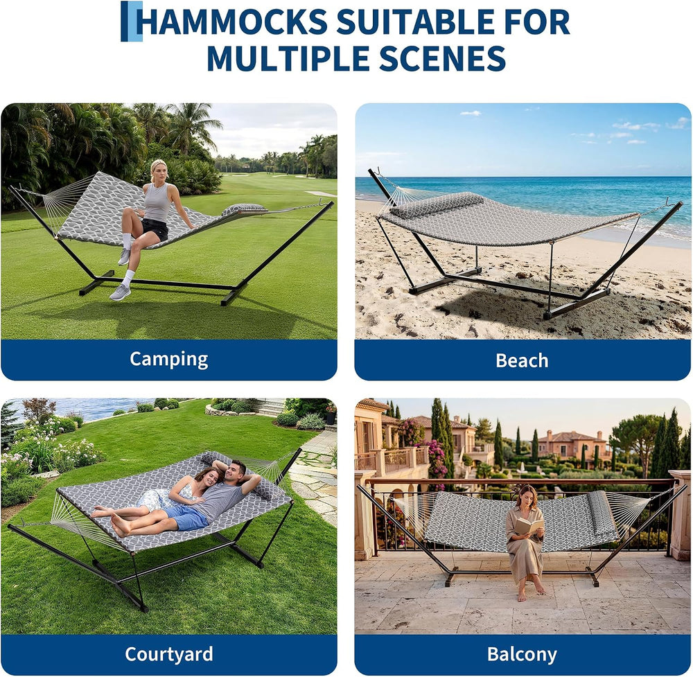 Garvee 2 Person Portable Double Hammock for Outdoor with Pillow, Heavy Duty P...