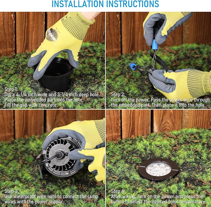 LEONLITE Dia. 4 Inch 5CCT Well Lights Landscape LED In Ground, 5 Color Temper...
