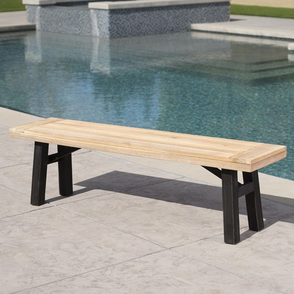 Christopher Knight Home Bettina Outdoor Acacia Wood Dining Bench with Brushed...