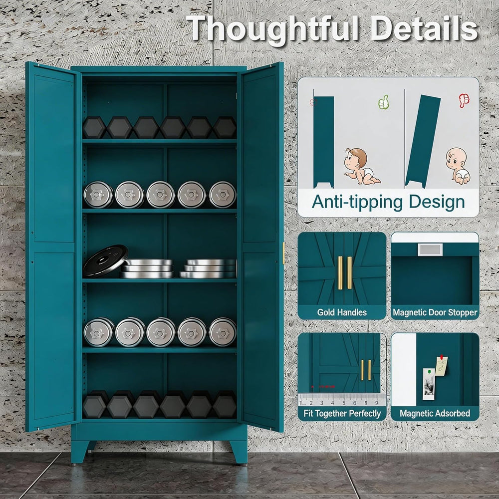 71" H Garage Storage Cabinets with Doors and Shelves,Metal Storage Cabin...