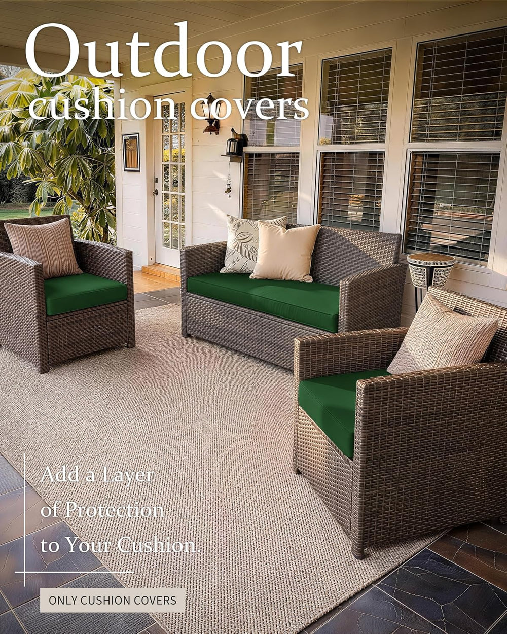 3 Pack Outdoor Patio Seat Cushions Replacement Covers Fit for 4 Pieces 4-Seat...