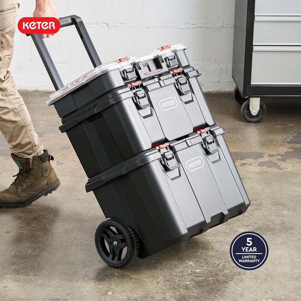 Keter Stack N Rolling Tool Box Modular Storage System 3 Piece