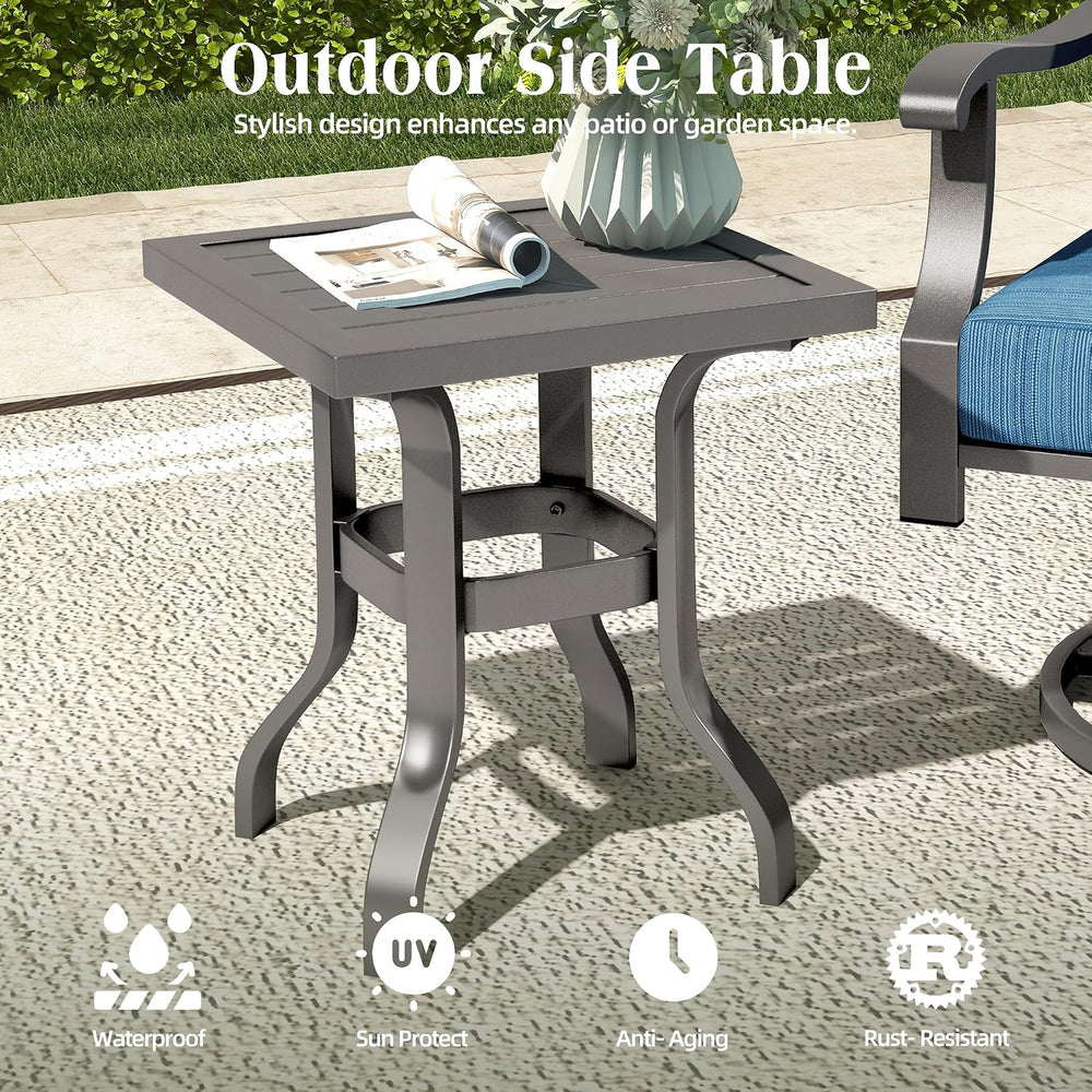 4-Piece Metal Patio Conversation Set with Rocking Swivel Seats, Blue