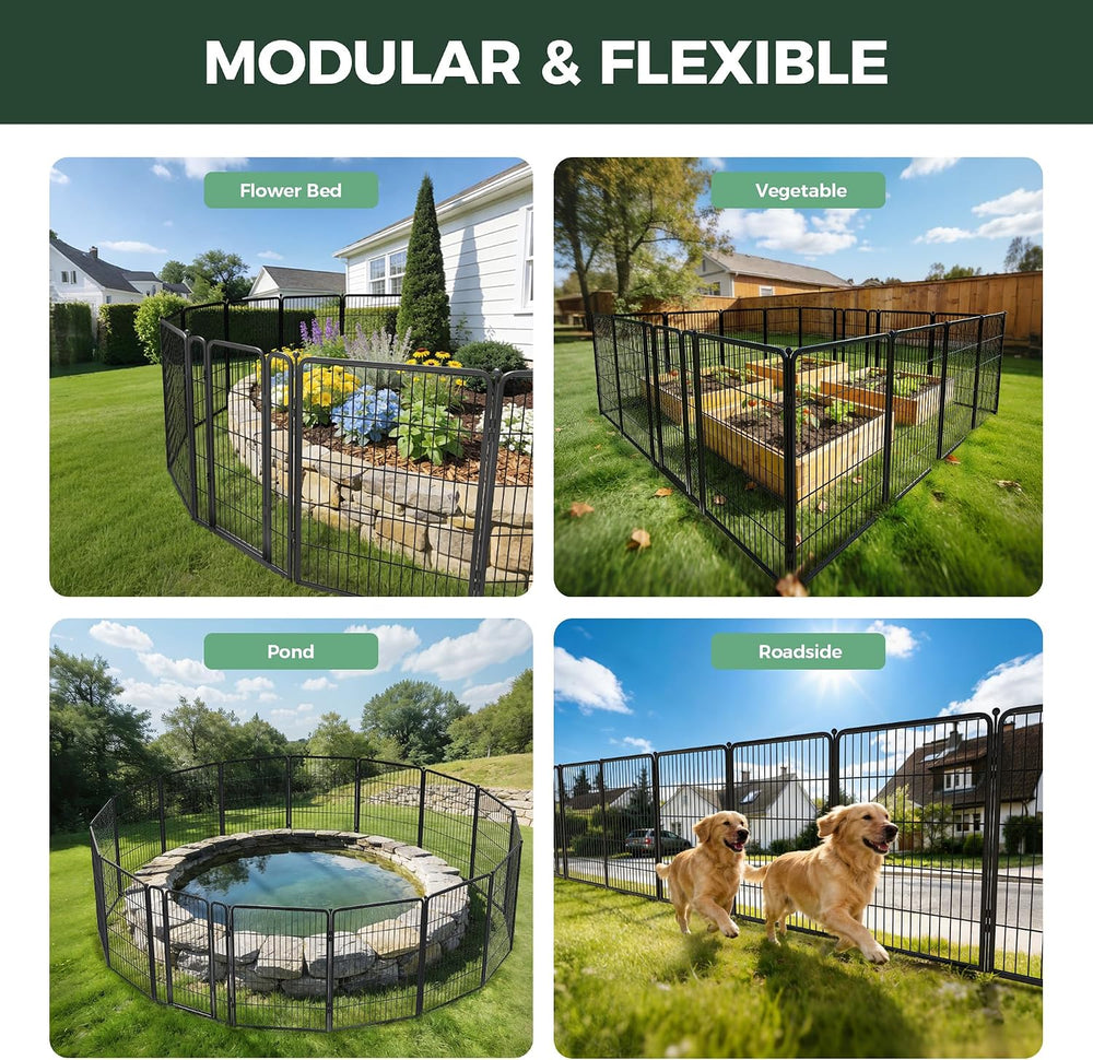 FXW No Dig Garden Fence, Outdoor for Yard, 40in(H) x 27.3ft(L), 12 Panels