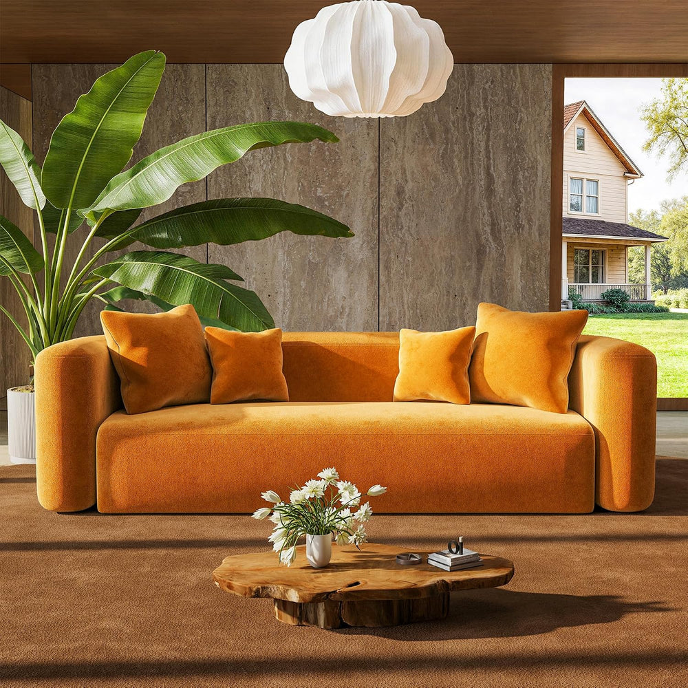 94.5" Modern Curved Sofa Couches for Living Room, Oversized 3 Seat, Orange