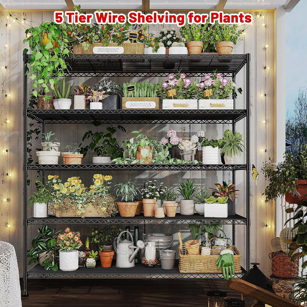REIBII Heavy duty 5-Tier Storage Shelves, 45.5''W for Kitchen Garage ...