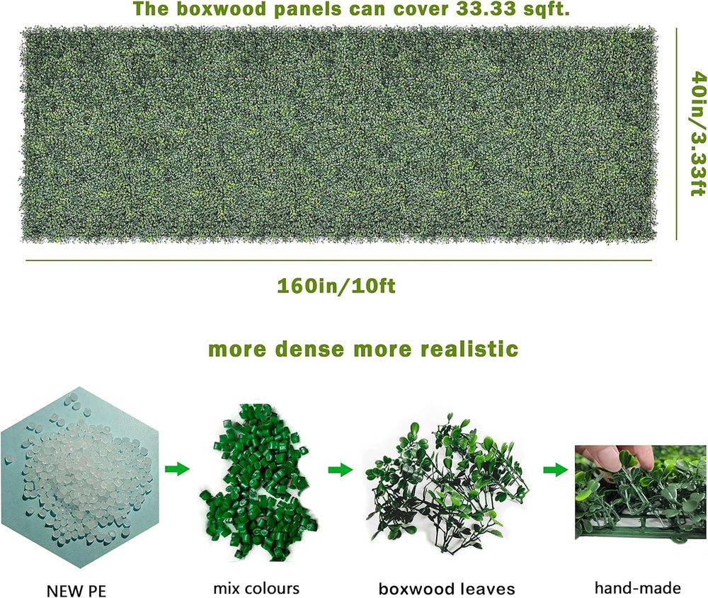 Bybeton 40"x160"(43sqft) Ivy Privacy Fence UV-Anti Boxwood Grass Wa...