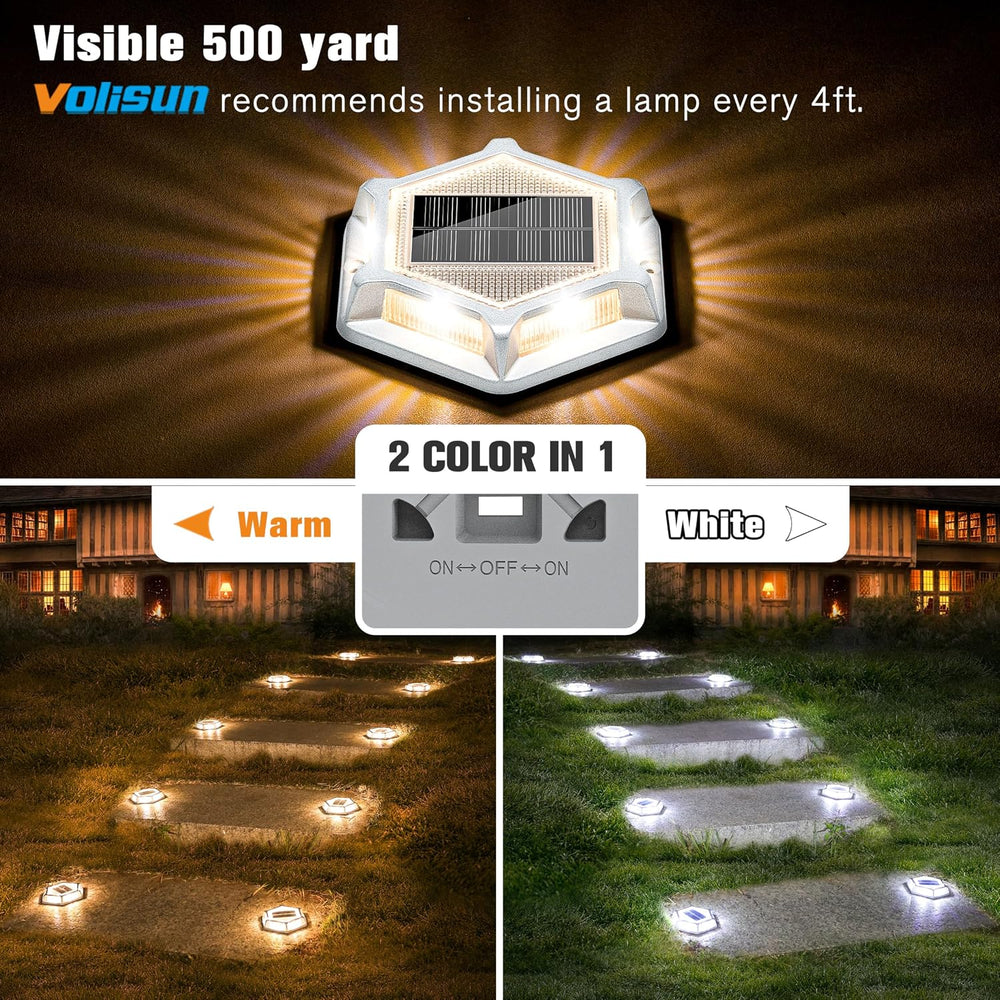 VOLISUN Solar Driveway Lights Dock Outdoor Deck Marker LED Lights,16 Pack