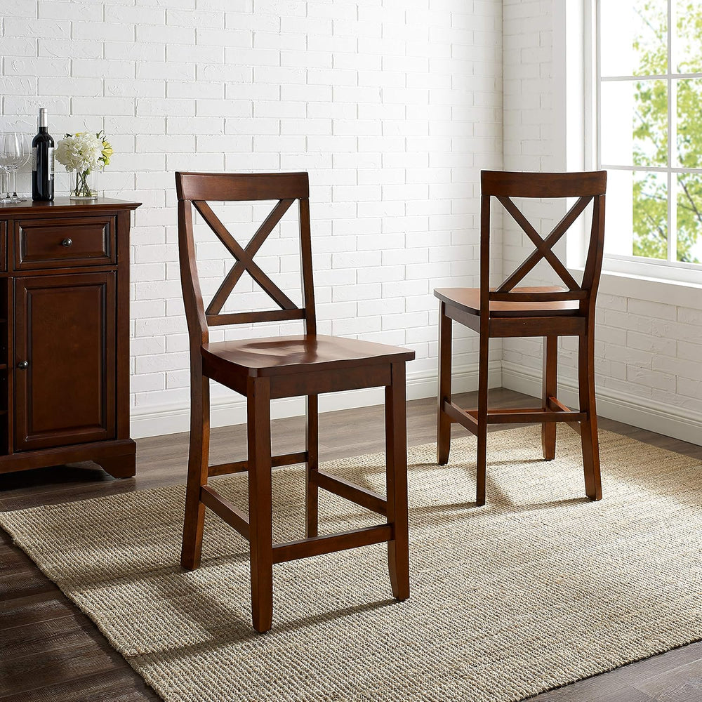 Crosley Furniture X-Back Wood Counter Stools, Set of 2, 24"