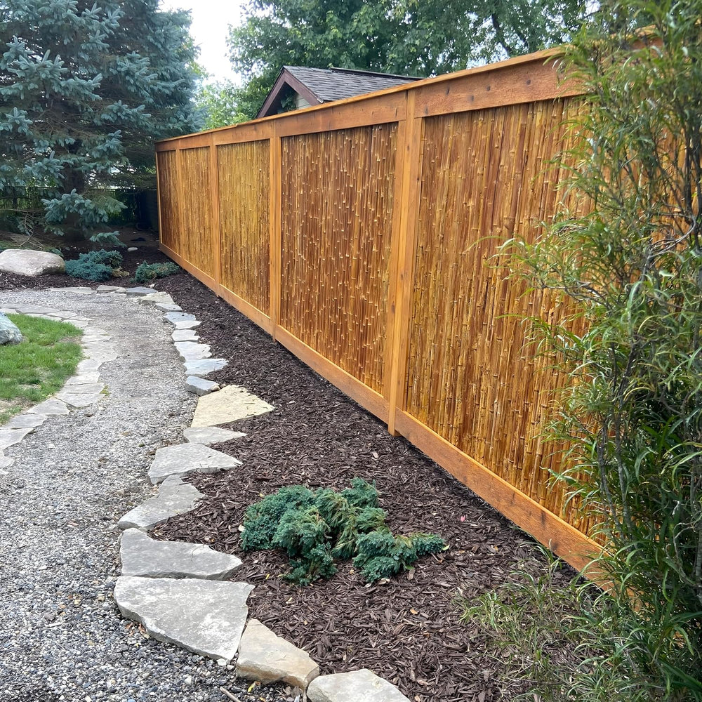 FOREVER BAMBOO Caramel Brown Bamboo Fencing Decorative Rolled Fence Panel 3 f...