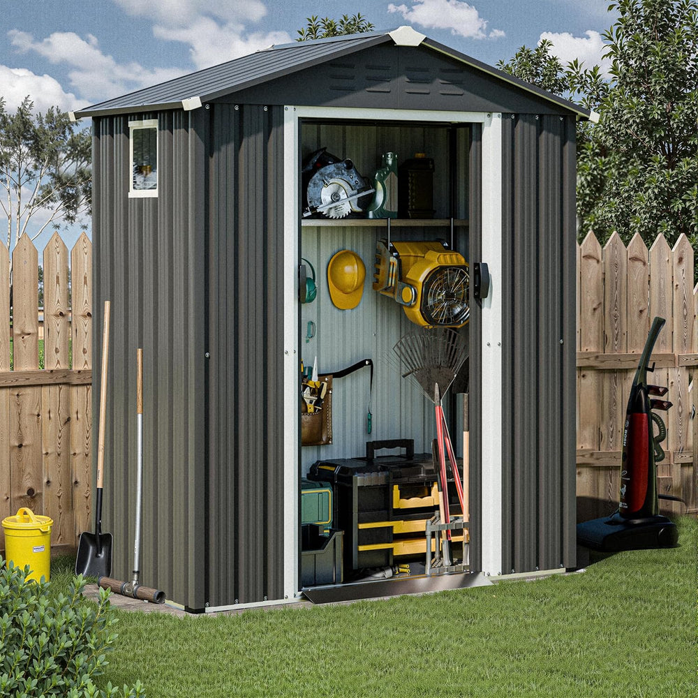 JY QAQA 5x3 FT Metal Outdoor Garden Storage Shed,Waterproof Metal Garden Shed...
