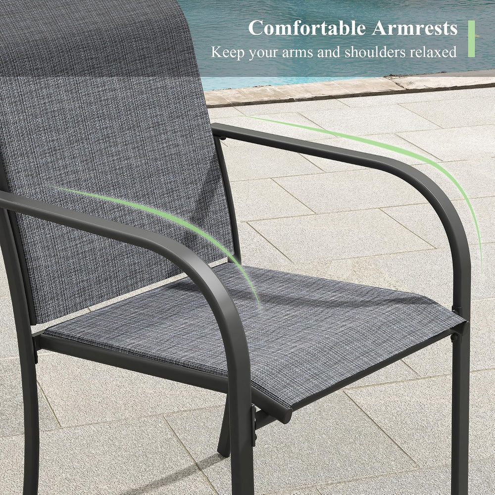 7 Pieces Outdoor Dining Set, Stackable Textilene Patio Chairs & 59.2"...