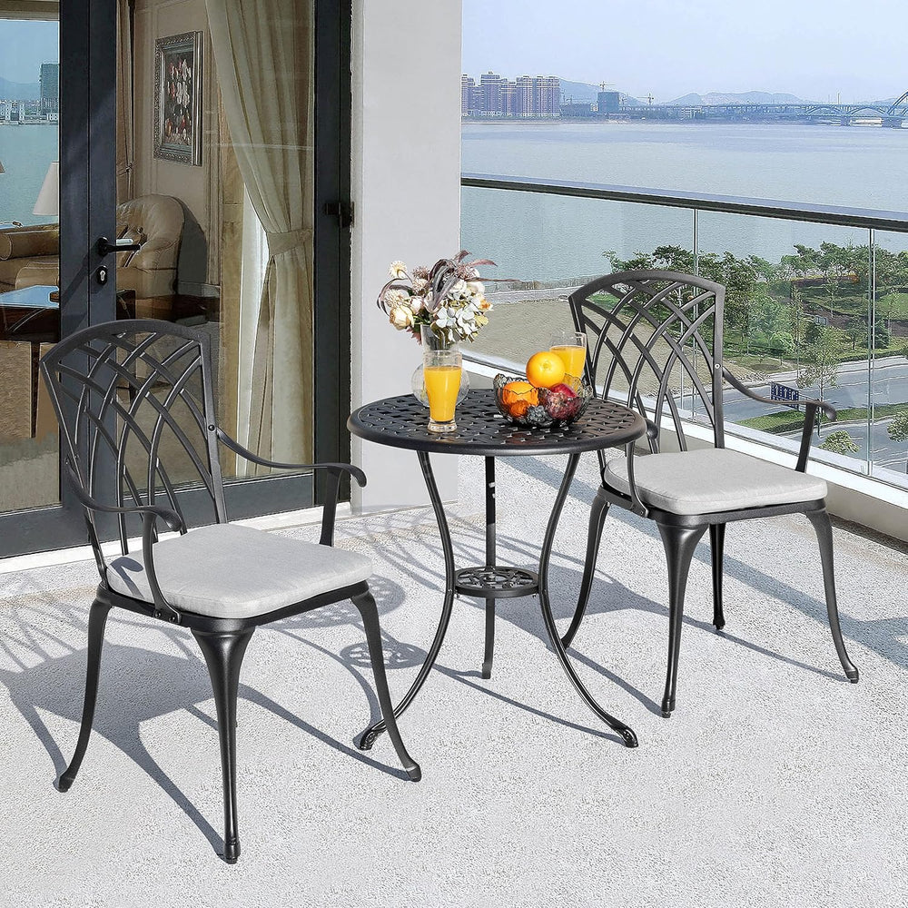 NUU GARDEN Outddor 3 Piece Bistro Set, Cast Aluminum Patio Furniture with Umb...