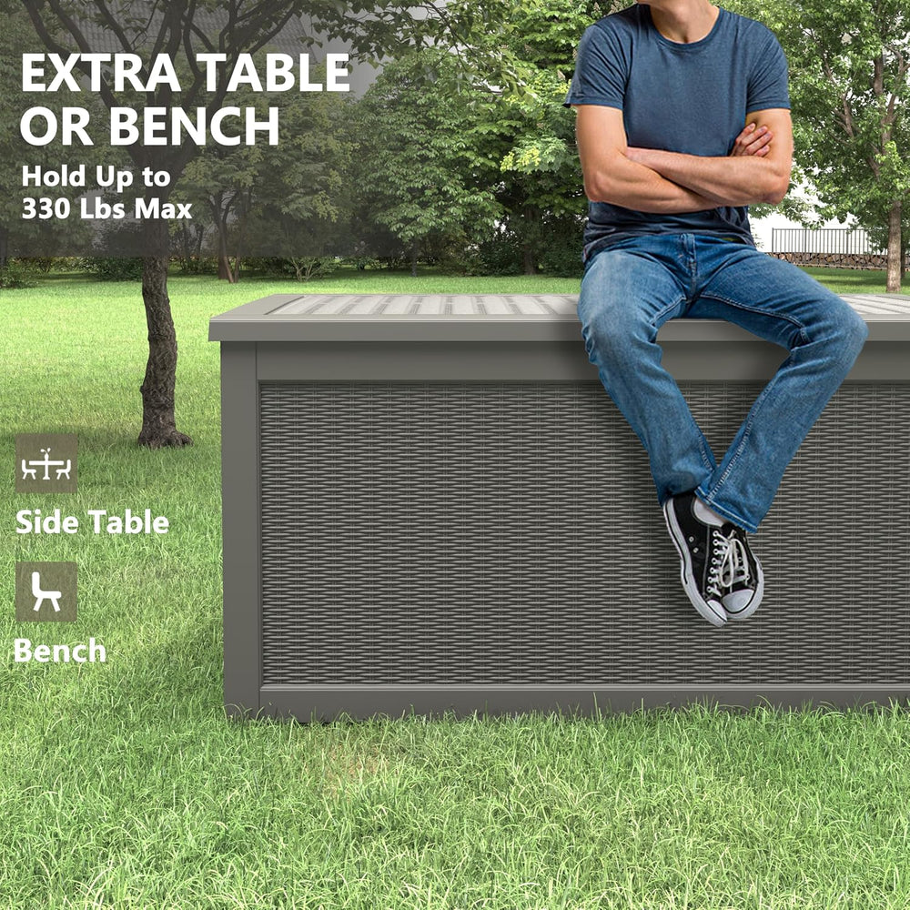 Outdoor Storage Box, 350 Gallon Deck Box Outdoor Waterproof