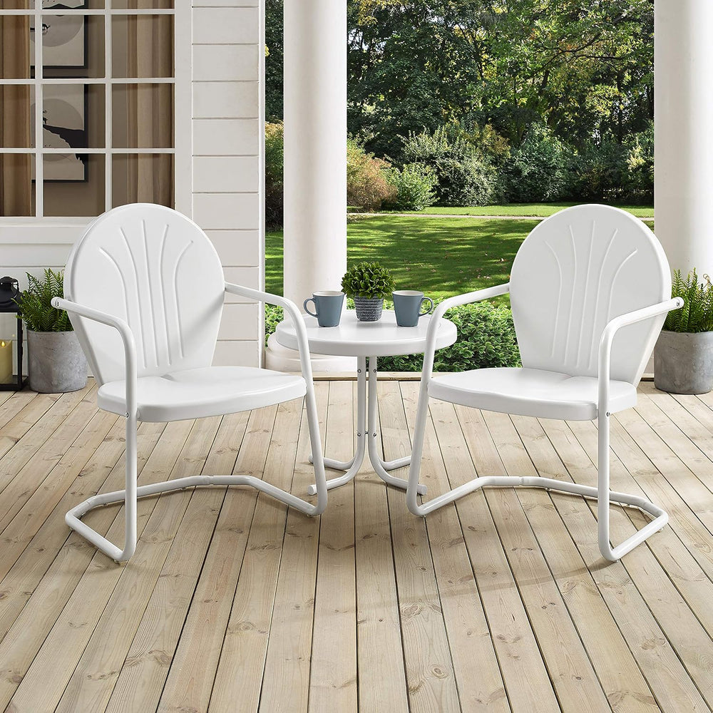 Crosley Furniture Griffith Retro Metal 3-Piece Chair & Side Table Set