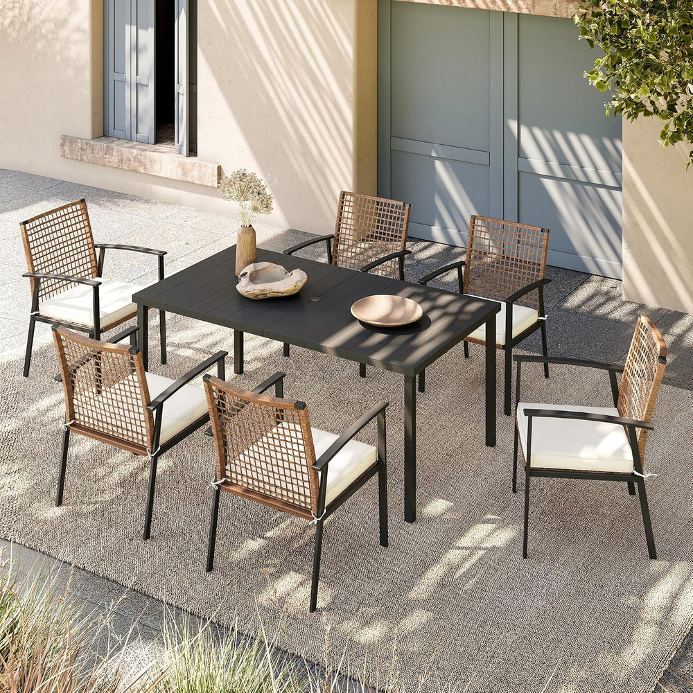 LAUSAINT HOME 7 Pieces Patio Dining Set, Outdoor Furniture Set of 6 Chairs wi...