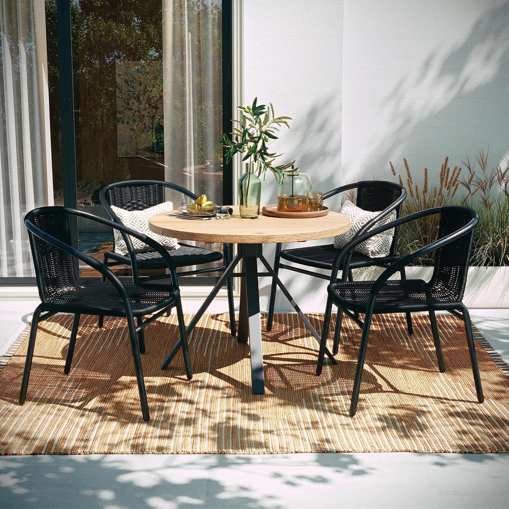 Flash Furniture Lila Modern Rattan Indoor/Outdoor Stackable Dining Chairs, St...