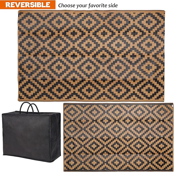 SAND MINE Reversible Mats, Plastic Straw Rug, Modern Area Rug, Large Floor Ma...
