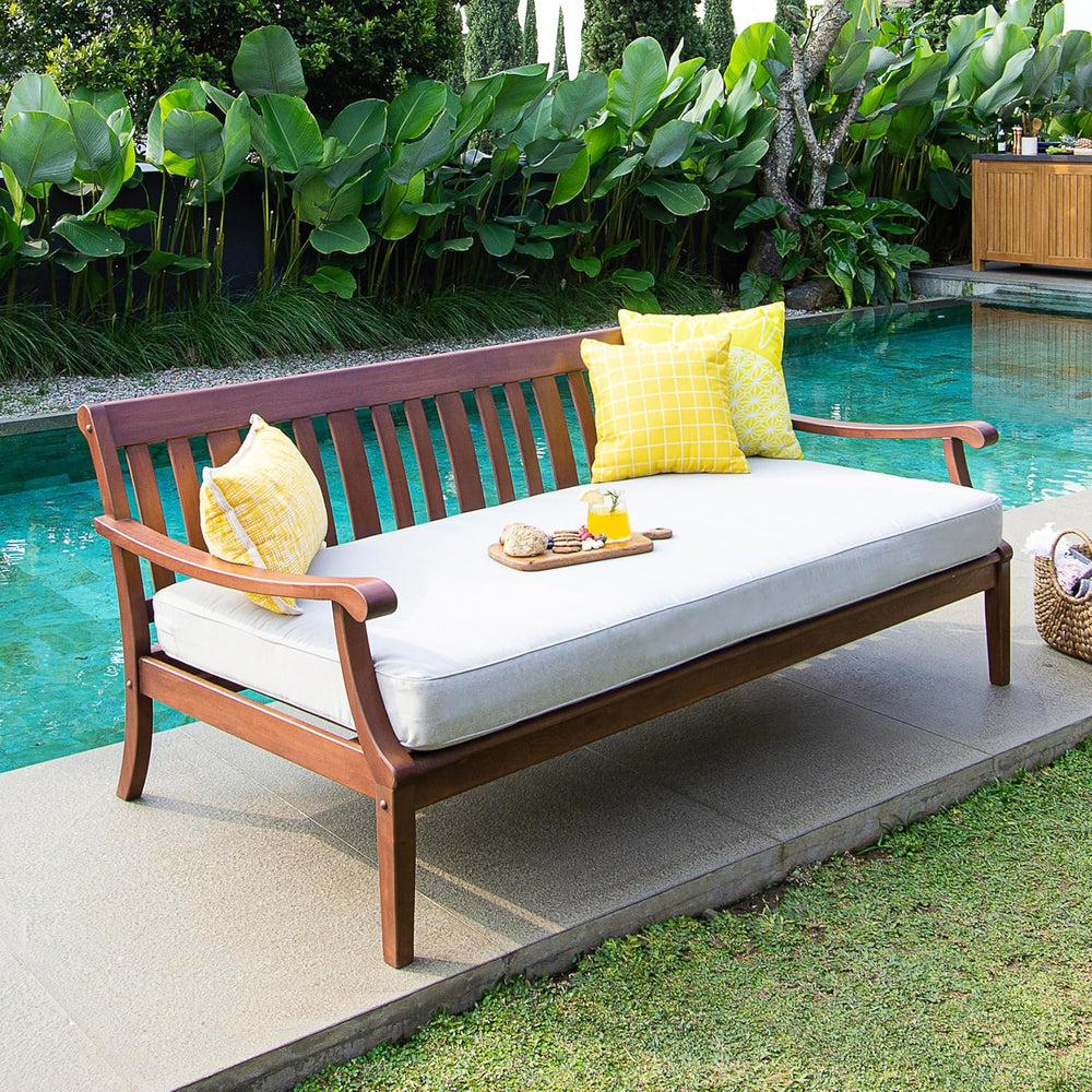 Cambridge Casual Mahogany Wood Como Patio Daybed, 3-Seater, Oyster Cushion