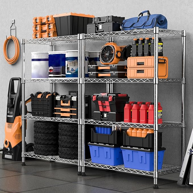 1000 lbs Storage Shelving 4-Tier Utility Shelving Unit Steel Organizer Wire R...