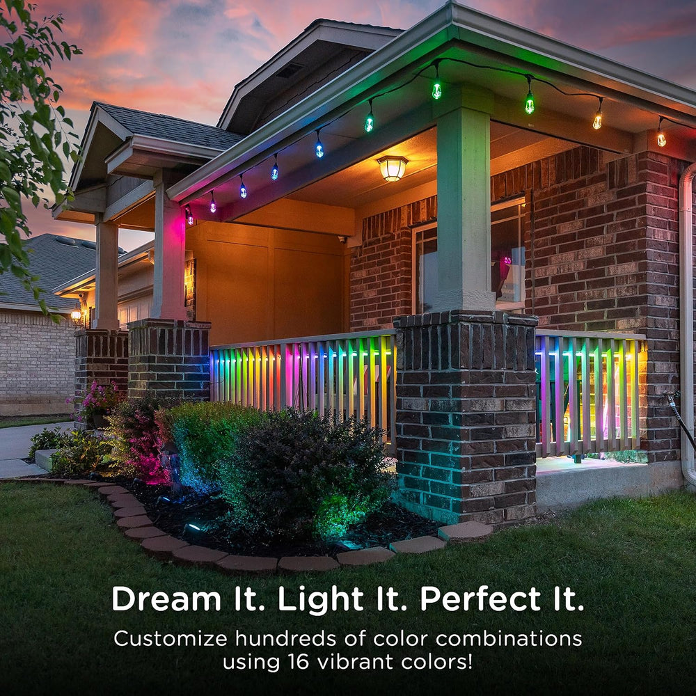 Enbrighten Vintage Outdoor String Lights, 48ft, 24 Bulbs, Remote Control
